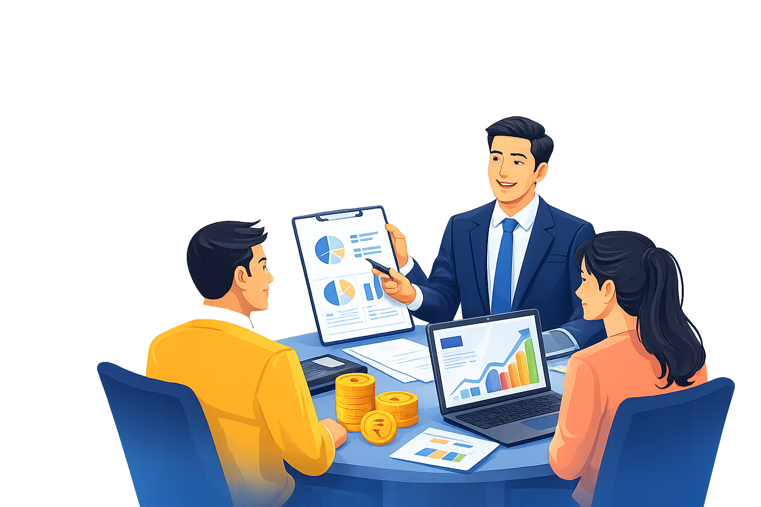Financial Advisor with Clients